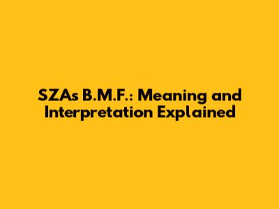 SZA's 'B.M.F.': Meaning and Interpretation Explained