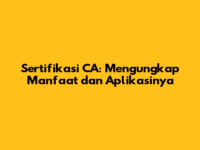Sertifikasi CA: Mengungkap Manfaat dan Aplikasinya