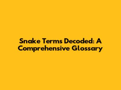Snake Terms Decoded: A Comprehensive Glossary