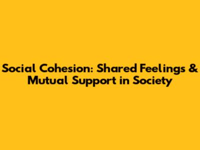 Social Cohesion: Shared Feelings & Mutual Support in Society