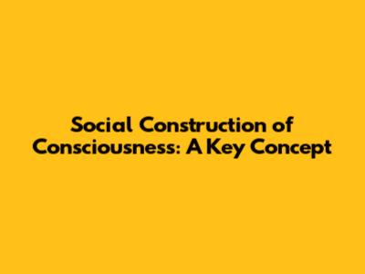 Social Construction of Consciousness: A Key Concept