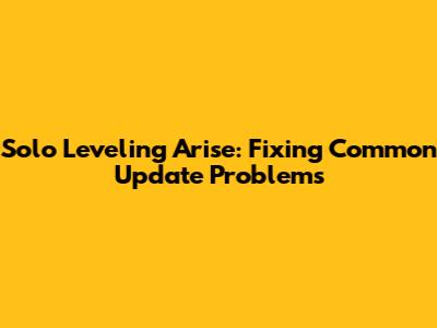 Solo Leveling Arise: Fixing Common Update Problems