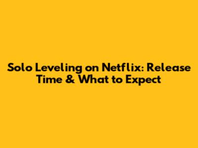 Solo Leveling on Netflix: Release Time & What to Expect