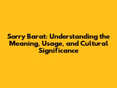 Sorry Barat: Understanding the Meaning, Usage, and Cultural Significance