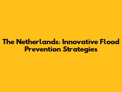 The Netherlands: Innovative Flood Prevention Strategies