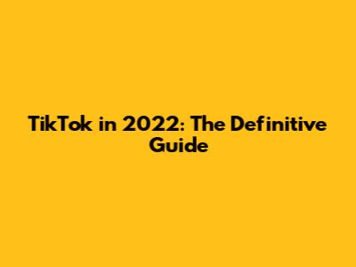 TikTok in 2022: The Definitive Guide