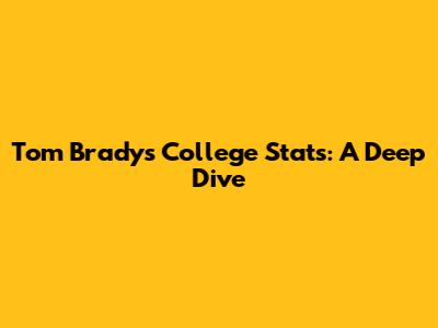 Tom Brady's College Stats: A Deep Dive