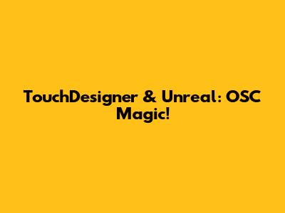 TouchDesigner & Unreal: OSC Magic!