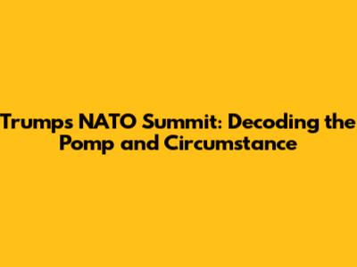 Trump's NATO Summit: Decoding the Pomp and Circumstance