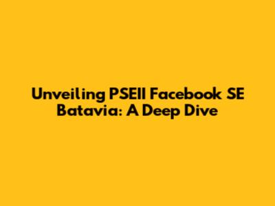 Unveiling PSEII Facebook SE Batavia: A Deep Dive