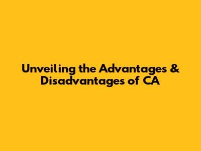 Unveiling the Advantages & Disadvantages of CA