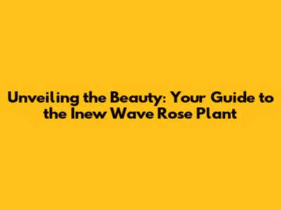 Unveiling the Beauty: Your Guide to the Inew Wave Rose Plant