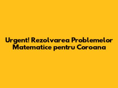 Urgent! Rezolvarea Problemelor Matematice pentru Coroana