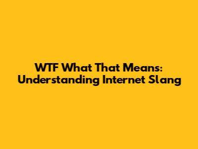 WTF What That Means: Understanding Internet Slang