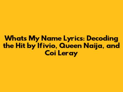 What's My Name Lyrics: Decoding the Hit by Ifivio, Queen Naija, and Coi Leray