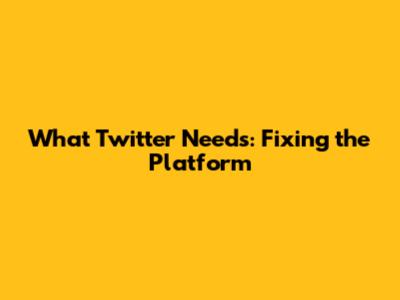What Twitter Needs: Fixing the Platform