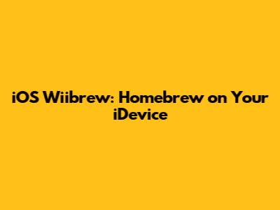 iOS Wiibrew: Homebrew on Your iDevice